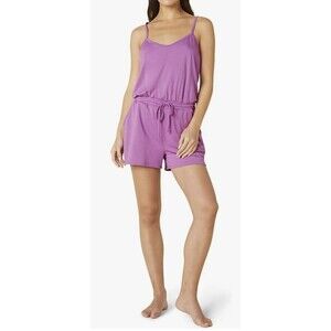 Beyond‎ Yoga Purple Seaside Romper  Drawstring Waist Iris Size XS